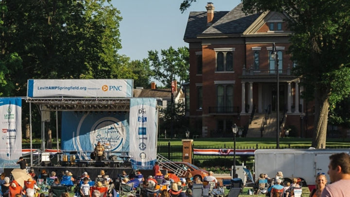 Levitt concert stage with the Governor's Mansion in the background